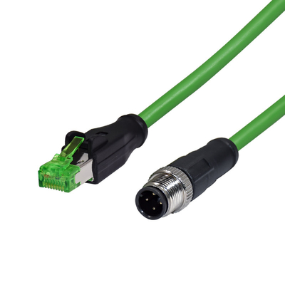 Αδιάβροχο δ-κωδικοποιημένο M12 Cirtular στο σκοινί μπαλωμάτων καλωδίων RJ45 RJ45 Ethernet με το συνδετήρα M12